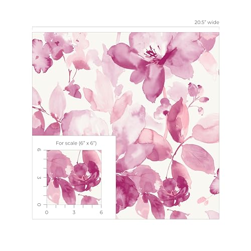 NextWall Watercolor Flower Peel and Stick Wallpaper (Pink)