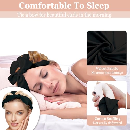 Heatless Curls Overnight, 70'' Velvet Hair Curlers for Long Hair, No Heat Hair Rollers - Black
