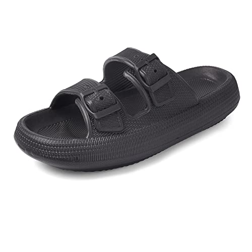 VONMAY Cloud Slides Slippers for Women Men Shower Sandals Non Slip Soft Sole Thick Foam Double Buckle Adjustable House Shoes, Orange