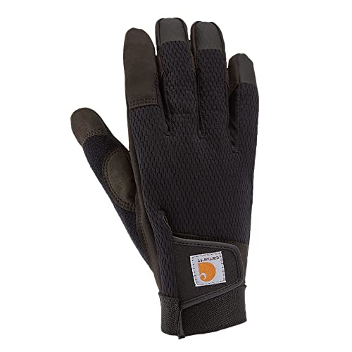 Carhartt Men's Synthetic Leather High Dexterity Touch Sensitive Secure Cuff Glove, Black, Small