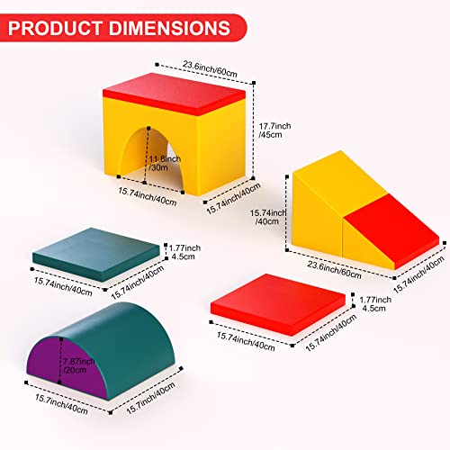 XJD PU Leather Foam Climbing Blocks for Toddlers, Soft Play Climbing for Toddlers, Single Tunnel Climber,Climb and Crawl Activity Playset, Indoor Crawling Gym Equipment for Toddler (Assorted)
