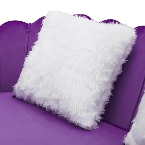 Magshion Purple Velvet Couch Tufted Loveseat with 2 Pillows, Velvet Love Seat Accent Chair, Modern Scalloped Back Upholestered Armchair with Metal Legs, Cushion Padded Sofa