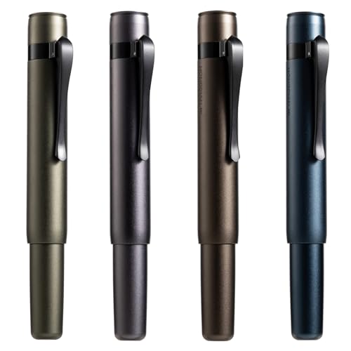 Hongdian M2 Black Forest Mini Fountain Pen, Medium Nib & Sleek Shape Aluminium Short Pocket Travel Pen (Army Green)