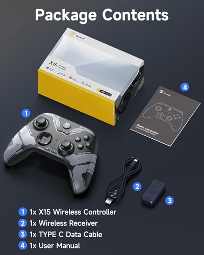 EasySMX X15 PC Controller - Enhanced Wireless Bluetooth Controller with Hall Joysticks/Hall Triggers/RGB Lighting - No Stick Drift, No Dead Zone - Work for Windows PC, Android, Steam and Switch