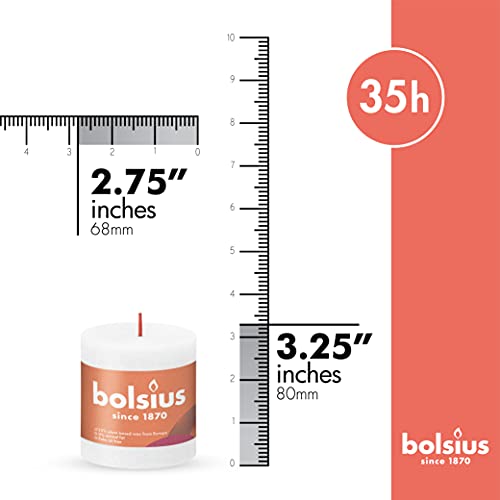 BOLSIUS 4 Pack Fresh Olive Rustic Pillar Candles - 2.75 X 5 Inches - Premium European Quality - Includes Natural Plant-Based Wax - Unscented Dripless Smokeless 60 Hour Party and Wedding Candles