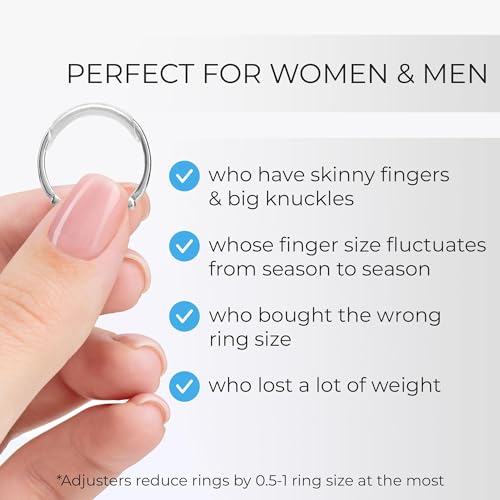 5 STARS UNITED Ring Sizers for Loose Rings - 8-Pack Easy-Clip Ring Size Adjuster for 1-10 mm Band Widths - Ring Guards for Women and Men, Not for Size 11+ Rings