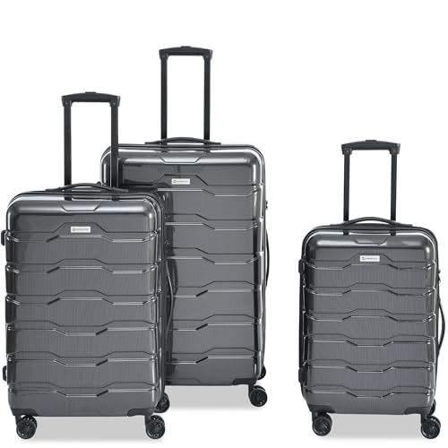 Speskiste 3 Piece Luggage Set, PC+ABS Lightweight Suitcase Sets with Spinner Wheels, Hardshell Luggage Sets with TSA Lock Black (20/24/28)