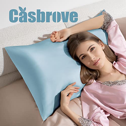 Silk Pillow Cases 2 Pack Mulberry Silk Pillow Cases Soft Breathable Both Sided Natural Silk Pillowcase with Zipper Beauty Sleep Silk Pillow Cases for Gift(King,Green)