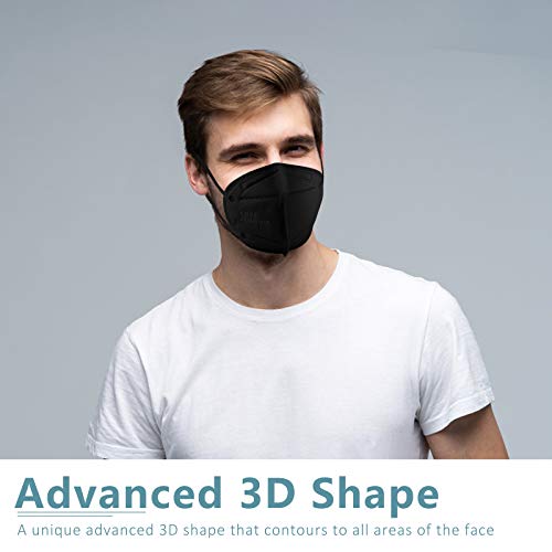 ChiSip Disposable KN95 Face Mask 50 Pack, 5 Layer Cup Dust Safety Masks, Breathable Protection Masks for Adult, Men, Women, Multicolor