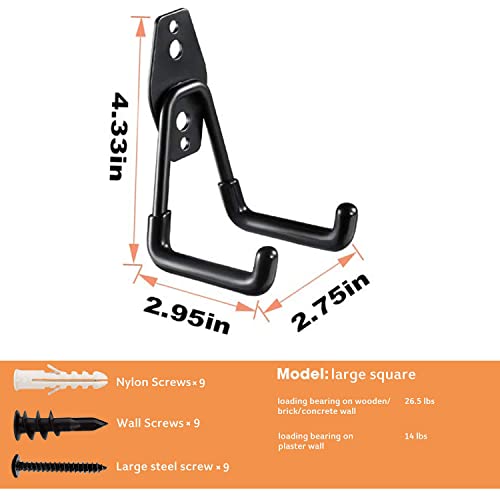 Heevir Garage Storage Utility Hooks - 2.8 Inch Wall Mount Hanging Hook, Tool Organizer, Heavy Duty Double Hook
