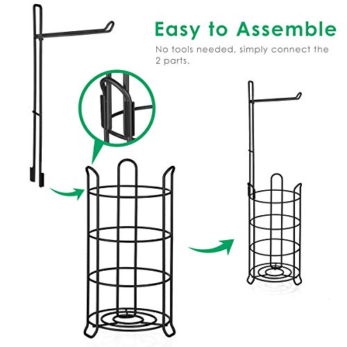 TomCare Toilet Paper Holder Toilet Paper Stand and Dispenser for 3 Spare Rolls Metal Wire Free-Standing Toilet Tissue Paper Roll Storage Shelf Bathroom Accessories Storage Organizer Black