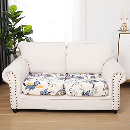 hyha Printed Couch Cushion Covers, Floral Magic Sofa Covers Washable for 3 Cushion Couch, Stretch Pattern Sofa Slipcovers with Elastic Bottom(Large, Lemon)