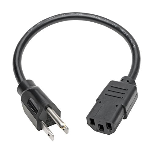 Tripp Lite Standard Computer Power Cord 10A,18AWG (NEMA 5-15P to IEC-320-C13) 20-ft.(P006-020) Black