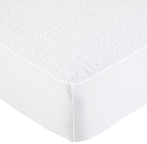 Amazon Basics Waterproof 18 inch Mattress Protector Twin Size, Breathable, Machine Washable, White