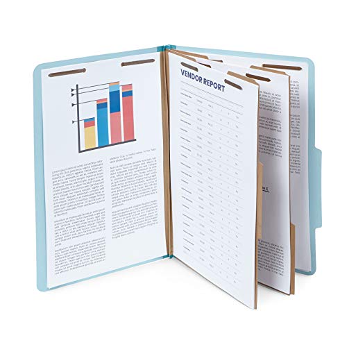 10 Blue Legal Size Classification Folders - 2 Divider 2 Inch Tyvek expansions - Durable 2 Prongs Designed to Organize Standard Law Client Files, Office Reports - Legal Size, 8 3/4 x 14 3/4, 10 Folders