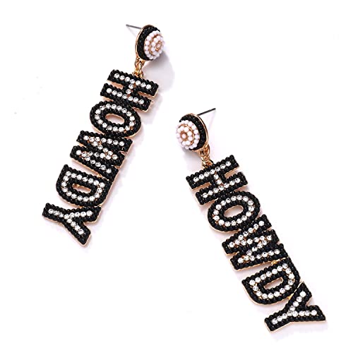 Beaded Cowboy Boot Earrings Hypoallergenic Western Country Y2K Dangle Earrings Handmade Cute Nashville Cowgirl Howdy Dangling Earrings Jewelry for Women(royal blue)
