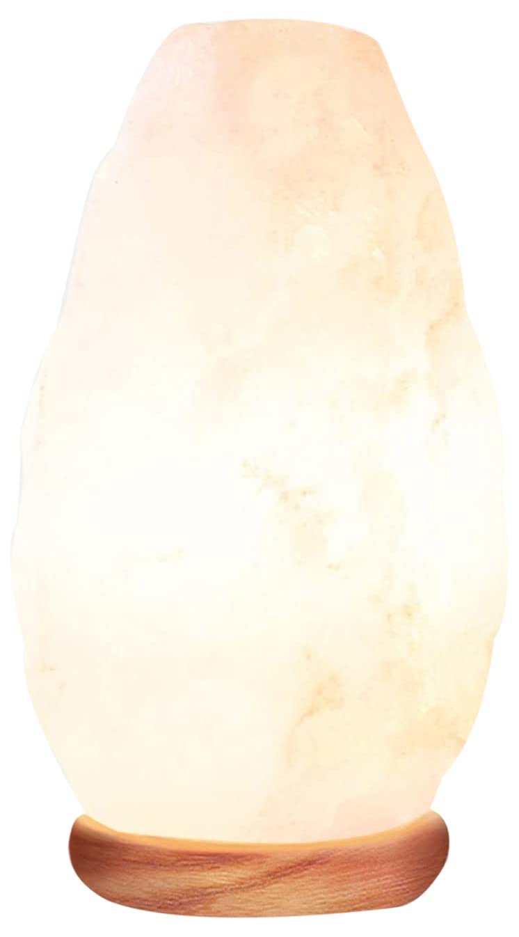 Himalayan Glow Crystal Salt Lamp, 5-7 LBS Hand Curved Night Light, Salt Lamp with Neem Wooden Base, Best for Gift and Home Decor (ETL Certified) – White