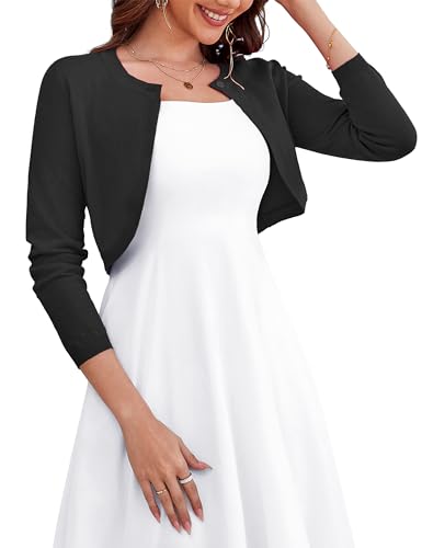 OmicGot Women's Classic Long Sleeve Knit Cardigan Sweaters Casual Open Front Button Down White Cardigan M