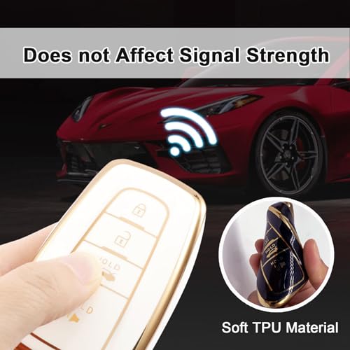 CIIZSSRIA for Toyota Key Fob Cover with Keychain,Car Key Shell 4 Buttons for Toyota Camry Highlander RAV4 Corolla Avalon C-HR Prius GT86 4Runner Prado,Soft TPU Key case Accessories(blackA)