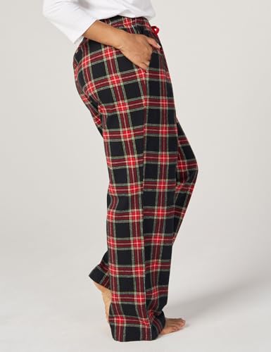 LAPASA Women's Flannel Pajama Pants Plaid 100% Cotton Pajamas Pants 2XL, Red&Blue Plaid