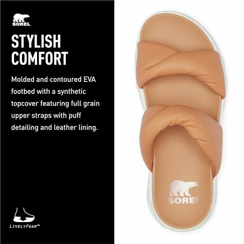 Sorel Women's Viibe Twist Slide Sandals - Honey White, Gum 17 - Size 10