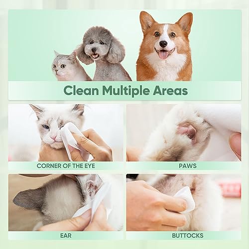 PUPMATE Natural Pet Grooming Wipes, 100 Fresh Counts, Extra Moist & Thick for Dogs & Cats, Puppies & Kittens(Pack of 2)
