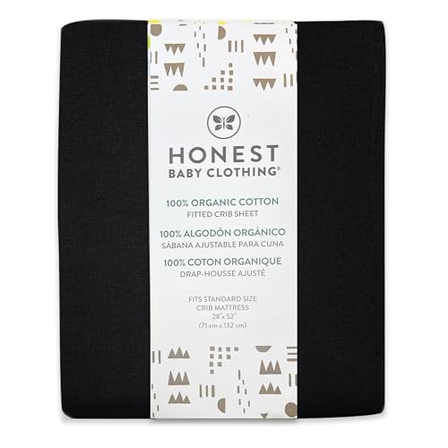 HonestBaby Fitted Crib Sheets Fits Standard Mattress Bassinet, Mini Prints 100% Organic Cotton Baby Boys, Girls, Unisex, Strawberry Cream Fitted Crib Sheet, One Size