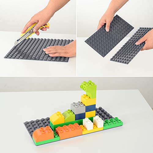 MIMAX Self-Adhesive Baseplates Compatible with DUPLO, Peel-and-Stick Baseplate for DIY Play Table or Wall - 4 Pack (10" x 10") (Beige)