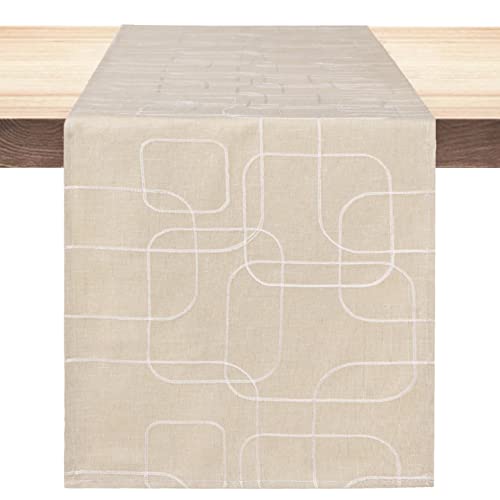 Winotic Table Runner 13 x 72 Inches Long, Modern Light Ivory Embroidered Table Linen for Kitchen Dining Coffee Table Wedding Party Daily Home Decor (Light Ivory, 13"x72")