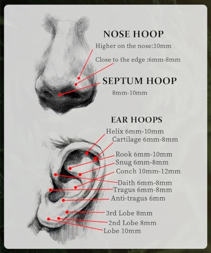 Vegolita 14G 16G 18G 20G 316L Stainless Steel Hinged Nose Rings Hoop for Women Men Septum Clicker Hinged Segment Ring Cartilage Helix Tragus Earring Lip Rook Conch Hoop 6-14MM Color 20G 7MM