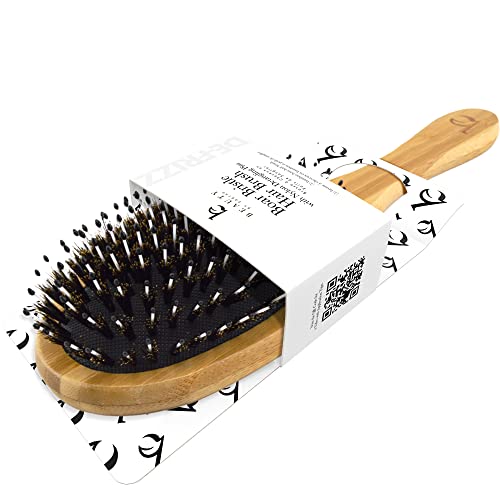 Beauty by Earth Boar Hair Brush - Medium Sized Bamboo Paddle Brush - Unisex Hair Brush for All Hair Types