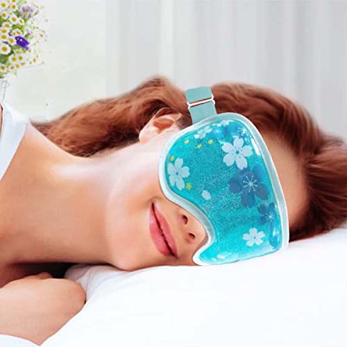 Ice Eye Mask Gel Cooling Eye Mask Reusable Cold Eye Mask for Puffy Eyes, Eye Ice Pack Eye Mask with Soft Plush Backing for Dark Circles, Migraine, Stress Relief (1PCS,Blue)
