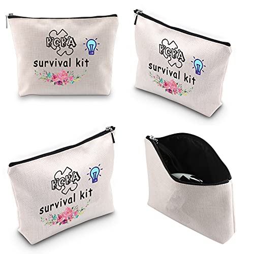 WCGXKO BCBA Survival Kit Zipper Pouch Makeup Bag Gift for BCBA Therapist Behavior Therapist (BCBA Survival)