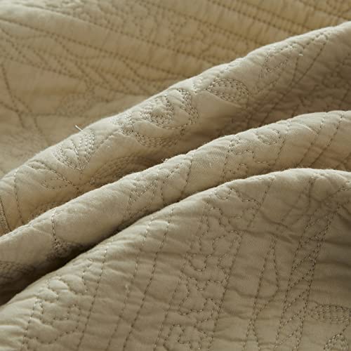 Brandream Twin Size Quilt Set Cotton Beige Matelasse Bedspread Coverlet Set Elegant Quilt Bedding Set 2-Piece