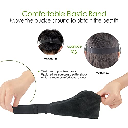 Sivio Weighted Eye Mask for Women & Men, Heatable and Freezable Weighted Eye Pillow with Silica Beads & Adjustable Strap, Soft Breathable Cotton Eye Cover for Sleeping Faster and Better, Black