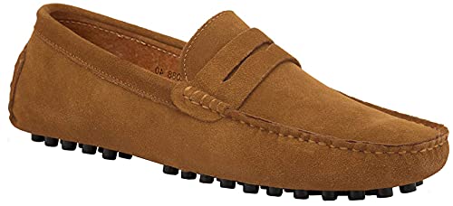 JIONS Men's Driving Penny Loafers Suede Driver Moccasins Slip On Flats Boat Shoes Dress Slip-ons A- Blue 12 D(M) US/EU 48