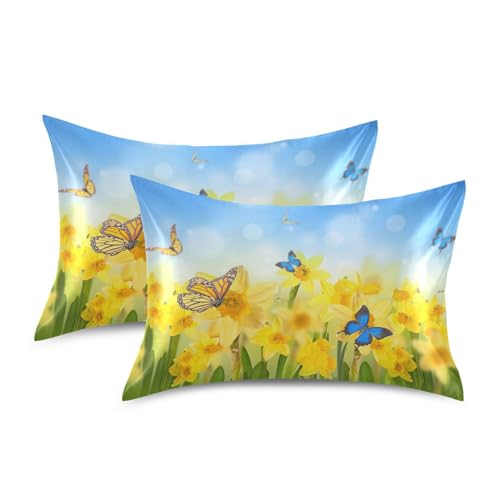 Fall Maple Leaves Satin Pillowcase Silk Pillow Cases for Hair and Skin Autumn Leaf Slipping Body Pillow Cover with Envelope Closur Standard Size 20x26 Pillowcase Decor for Kids Girls Boys Women Men
