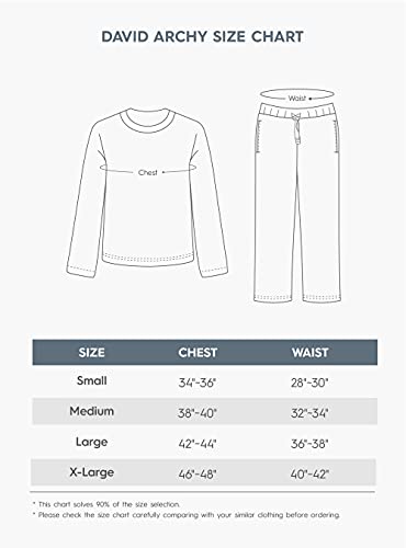 DAVID ARCHY Mens Pajamas Set Soft Cotton Notched Collar Pajamas for Men Long Sleeve Mens Sleepwear with Pockets & Front Fly (S, Black)