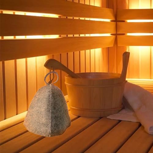 YidaSouko Sauna Hat Natural Felt Bucket Hat, Soft Sauna Cap for Hot Dry Steam Room Bath (Gray Bucket Hat)