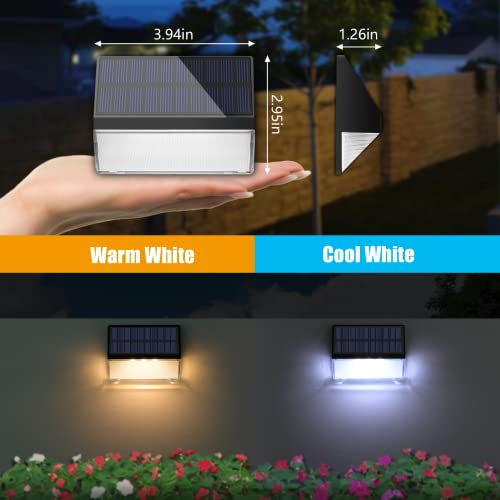 Aulanto 8 Pack Solar Deck Lights, Black, Modern Style, Warm White & Cool White, Waterproof, Outdoor Fence Lights, Garden, Patio, Walkway