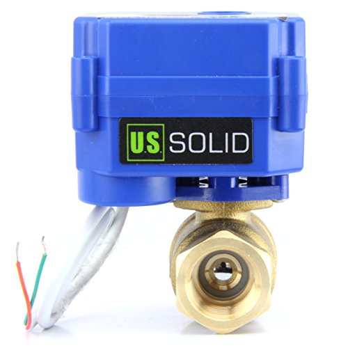 U.S. Solid Motorized Ball Valve- 1" Brass Ball Valve with Standard Port, 9-24V AC/DC and 2 Wire Auto Return Setup