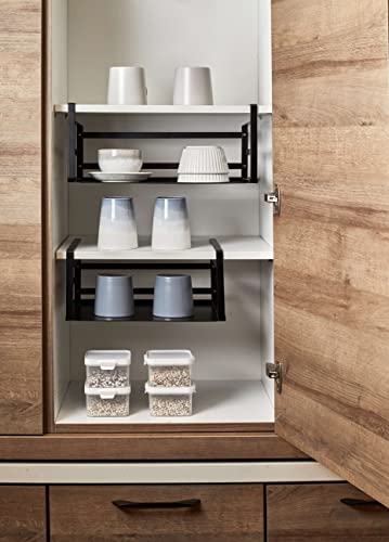 Nxconsu 2Pack Under Shelf Storage Basket Organizer Hanging Holder for Cabinet Pantry Kitchen Cupboard Desk Counter Bookshelf Organization Add-on Space Saver Heavy Duty Slide-in Black Small