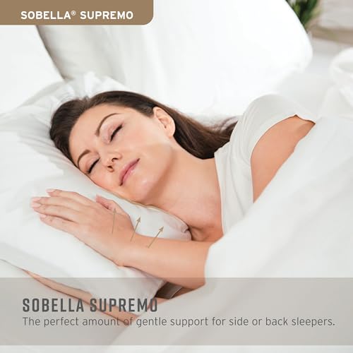 Sobel Westex: Sobella Supremo Side and Stomach Sleeper Pillow | Hotel and Resort Quality, 300 Thread Count 100% Cotton Casing | Gel Fiber Fill, Gentle Support, Downlike Feel, Plush (Queen Size)