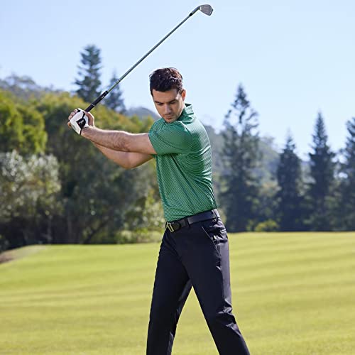 Golf Shirts for Men Dry Fit Short Sleeve Print Performance Moisture Wicking Polo Shirt Herringbone