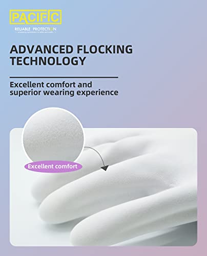 PACIFIC PPE 2 Pairs Reusable Dishwashing Cleaning Gloves, Household, Kitchen, Cotton Liner, Blue, Small