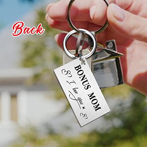 Gezxin Bonus Mom Keychain Gifts, to My Step Mom Birthday Gift Ideas from Daughter Son, Personalized Stepmom Stepmother Mother's Day Thanksgiving Valentines Day Christmas Presents