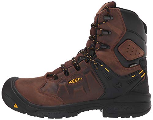 KEEN Utility Men's Dover 8" 600g Leather Waterproof Composite Toe Work Boots, Dark Earth/Black, 10