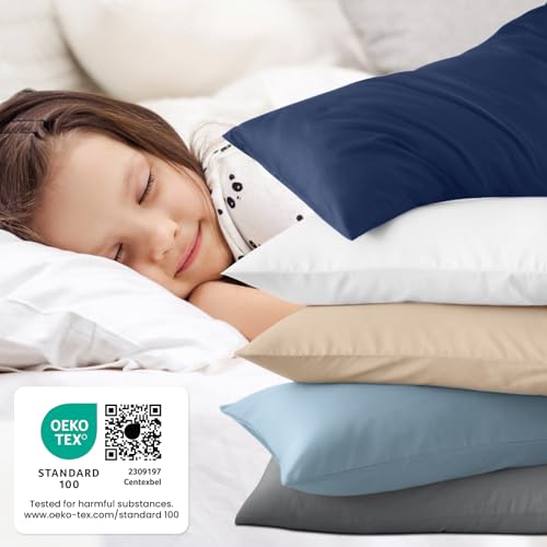 Warmstar 100% Cotton Toddler Pillowcase Set of 2, 600 Thread Count 13x18 Toddler Pillowcases Soft & Breathable, Cotton Travle Pillow Case Cover 13"x 18" with Envelope Closure, Placid Blue