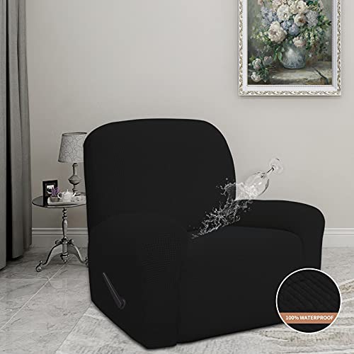 Easy-Going 100% Dual Waterproof Recliner Loveseat Cover, 6-Pieces Stretch Relining Sofa Cover with Pocket, Jacquard 2 Seat Sofa Slipcover Leakproof Washable (Loveseat, Wine)