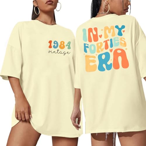Birthday Shirt for Women Vintage 1984 T Shirt in My Forties Era Shirt 40th Birthday Party Short Sleeve Tee Tops Grey